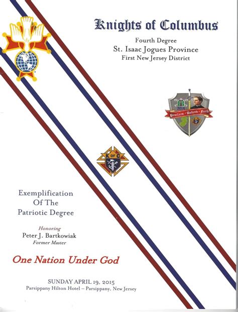 Lessons of Charity, Unity, and Fraternity are given. . Knights of columbus new exemplification script